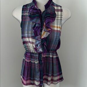 Costa Blanca 2pc Plaid Ruffle Sleeveless Top & shrug